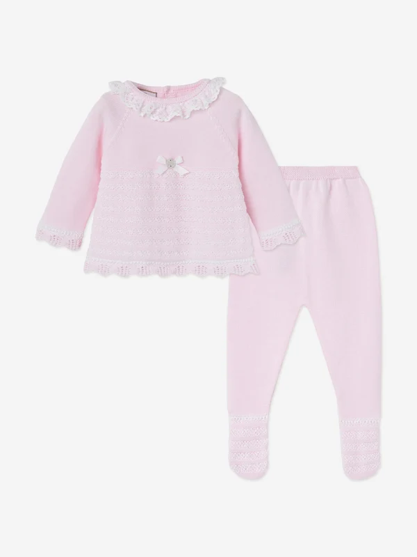 Paz Rodriguez Baby Girls 2 Piece Cotton Knit Set in Pink Pink / 3 Mths