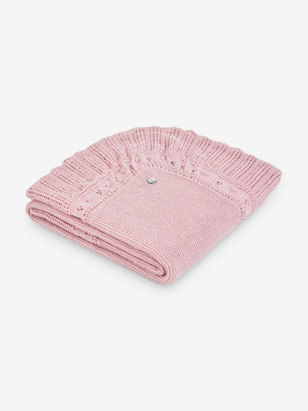 Paz Rodriguez Baby Girls Cotton Knit Shawl in Pink (100cm) Pink / One size