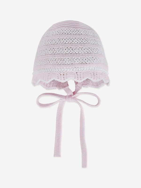 Paz Rodriguez Baby Girls Cotton Knit Bonnet in Pink Pink / 6 Mths
