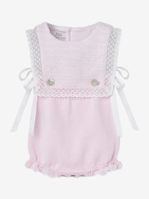 Paz Rodriguez Baby Girls Cotton Lace Trim Romper in Pink Pink / 1 Mth