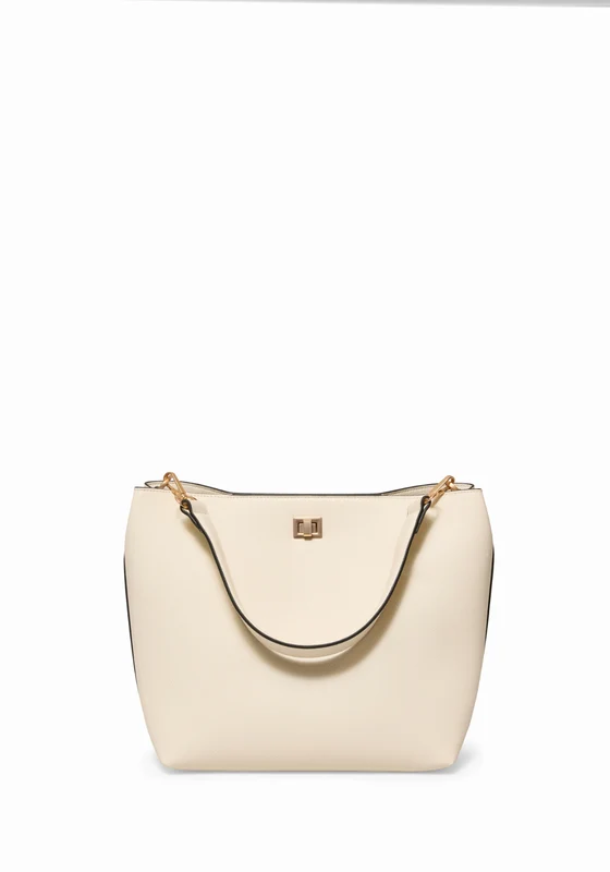 Shoulder Hobo Bag With Clasp - White White / -