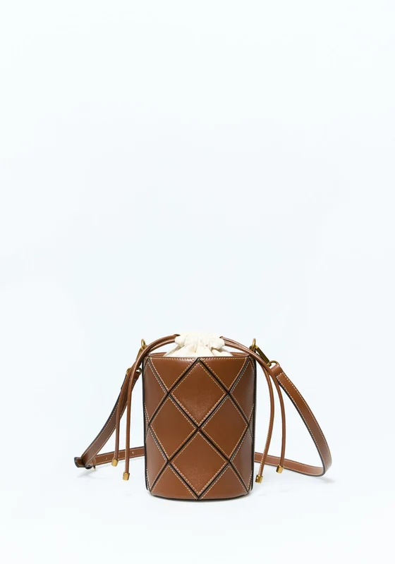 Bucket Bag With Diamond Cuts - Brown Brown / -