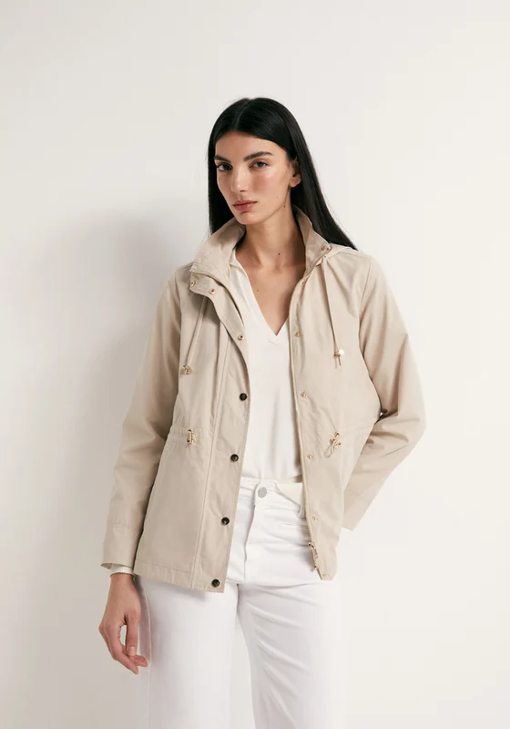 Curved Hem Parka - Stone Stone / S
