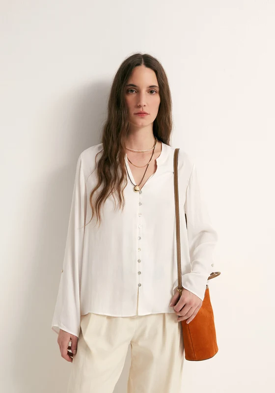 Buttons Loose Fit Blouse - White White / S