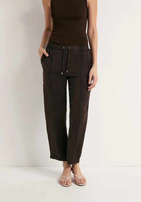 Plain Loose Fit Trousers - Brown Brown / XL