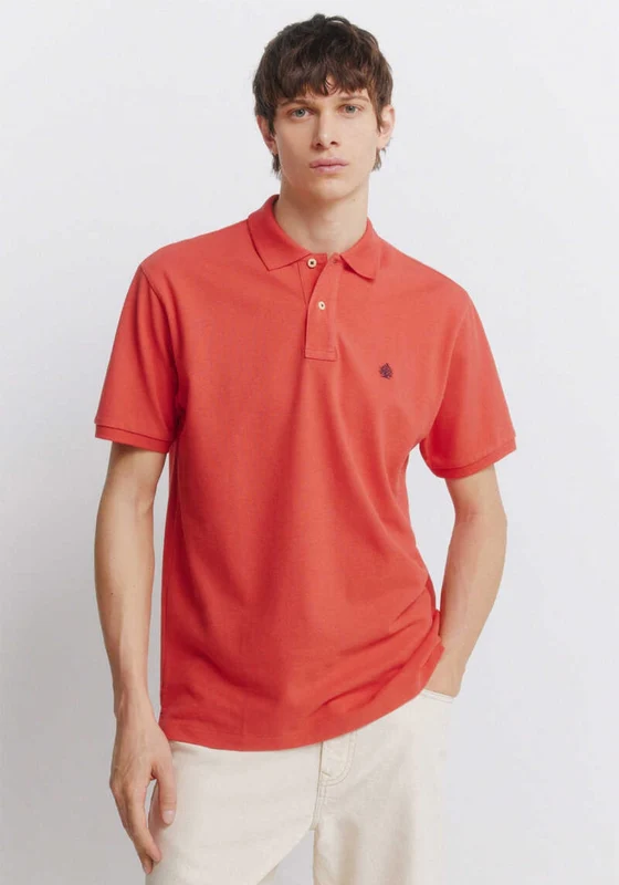 Basic Polo Shirt Regular Fit - Medium Blue Red Print / 2XL