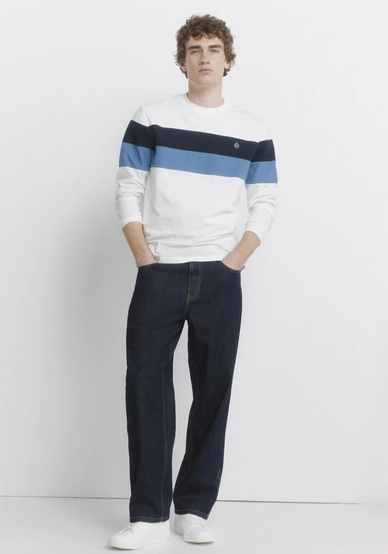 100% Cotton Long Sleeve Pique T-Shirt - White Ivory / M