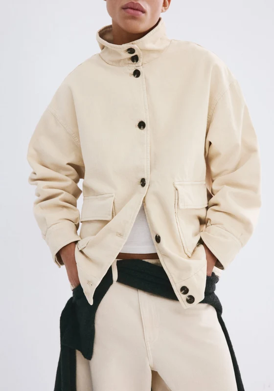 Denim Parka With Stand-Up Collar - Yellow Yellow / XL
