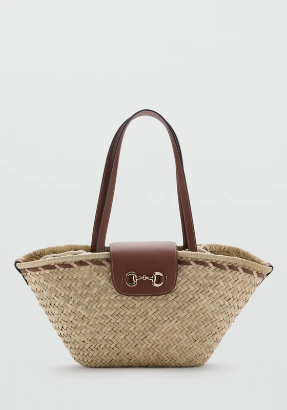 Medium Natural Fibre Basket Bag - Brown Brown / One Size