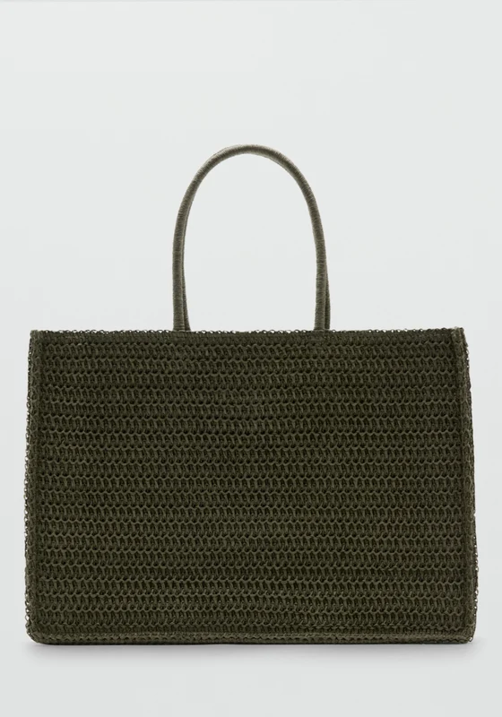 Harper Natural Fibre Tote Bag - Green Khaki / One Size