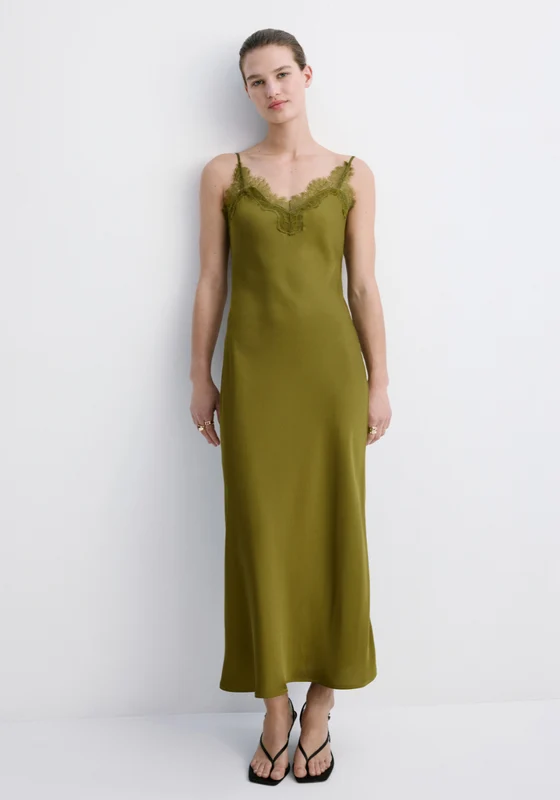 Satin Camisole Dress - Green Green / XS