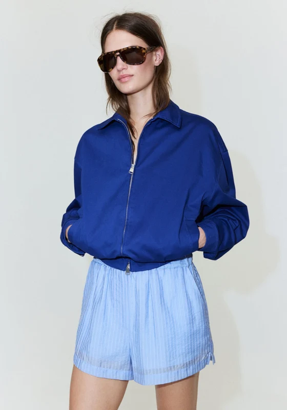 Striped Lyocell Shorts - Blue Light Blue / S