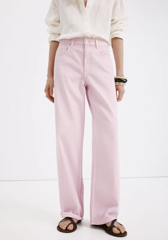 Straight Low Waist Jeans - Pink Pink / 36