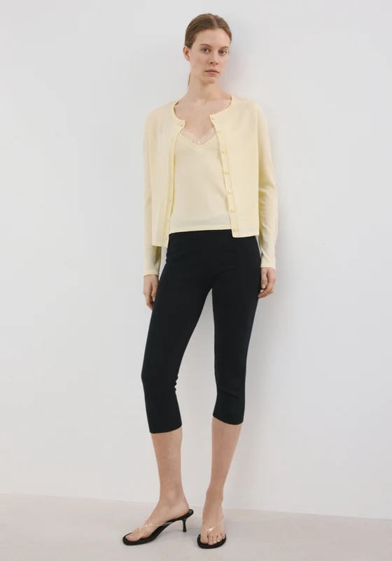 Knitted Button Cardigan - Yellow Yellow / XS