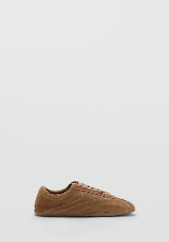 Contrasting Panel Leather Sneakers - Brown Brown / 38