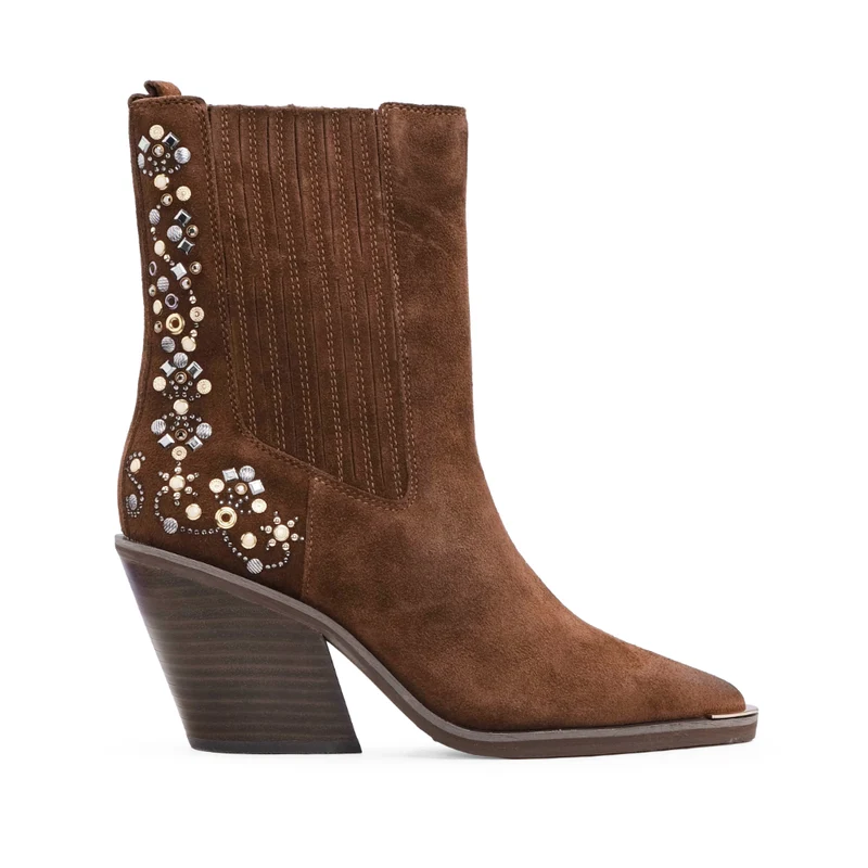 Bota Salto Alto Mulher Camurça Camel 38