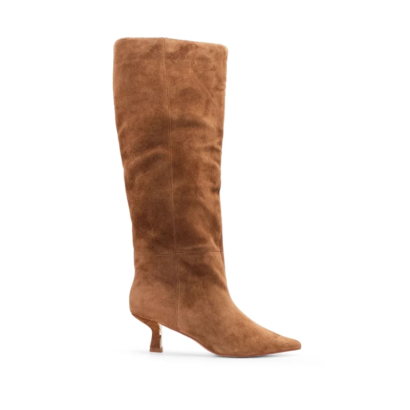 Bota Cano Alto Mulher Camurça Camel 39