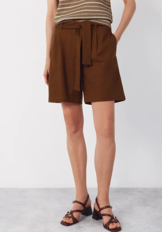 Linen Bermuda Shorts - Dark Khaki Dark Khaki / L