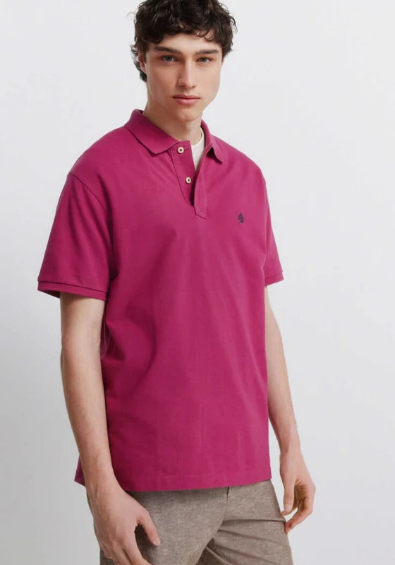 Basic Polo Shirt Regular Fit - Medium Blue Red/coral / L