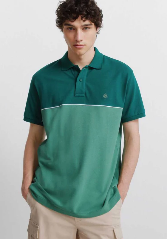 Colour Block Sport Polo Shirt - Green Green / L