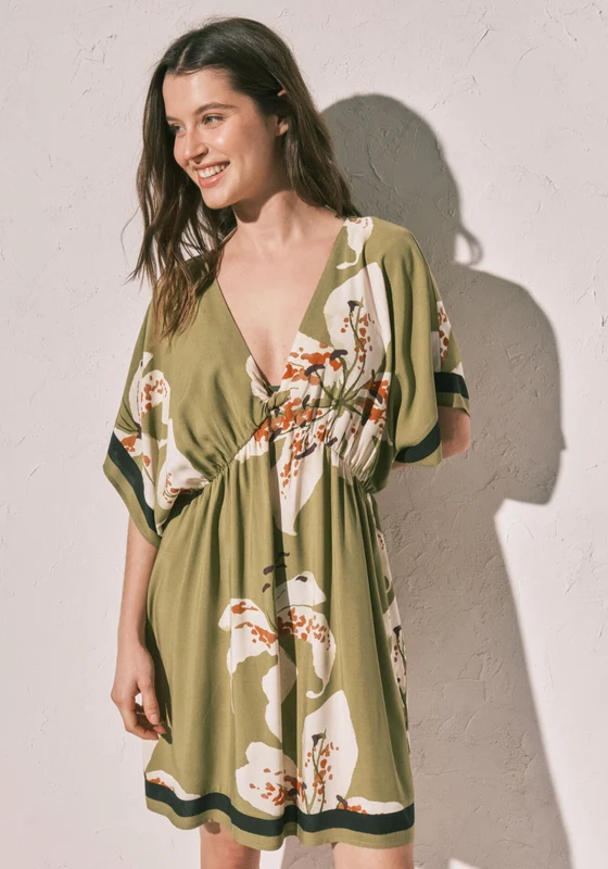 Printed Short Camisole - Green Green Print / S