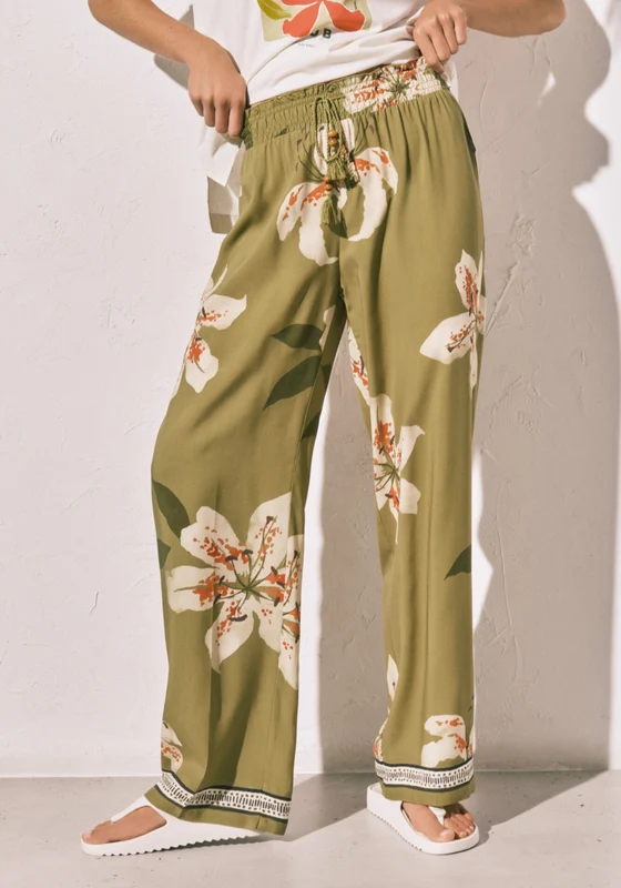 Floral Print Long Trousers - Green Green Print / L