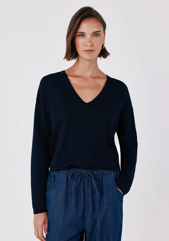 V-Neck Jumper - Navy Navy / S