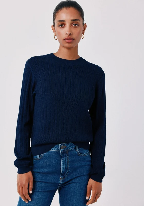 Textured Crew Neck Jumper - Navy Navy / 2XL