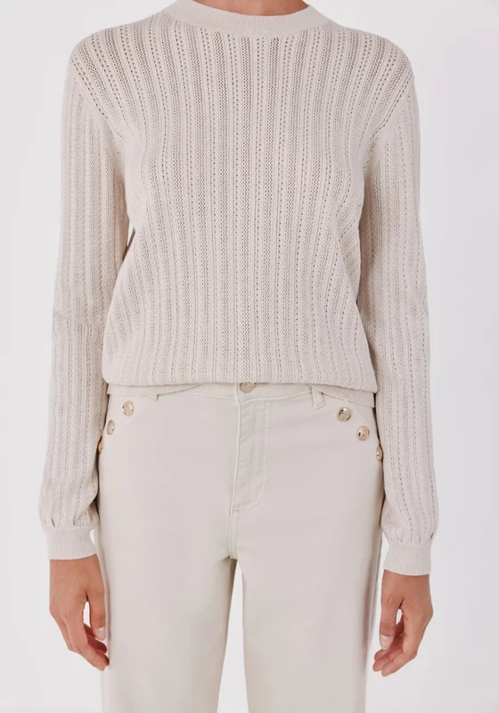 Textured Crew Neck Jumper - Sand Sand / 2XL