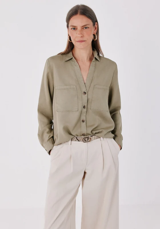 Soft Lyocell Cargo Shirt - Green Green / XL