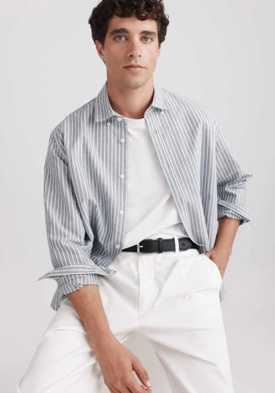 Stripe Oxford Shirt - Blue Medium Blue / M