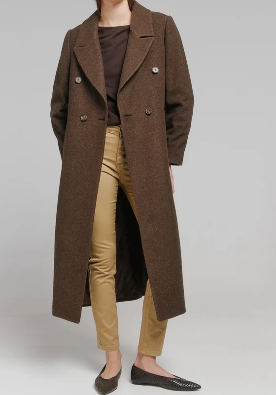 Italian Fabric Long Coat - Dark Brown Dark Brown / 2XL