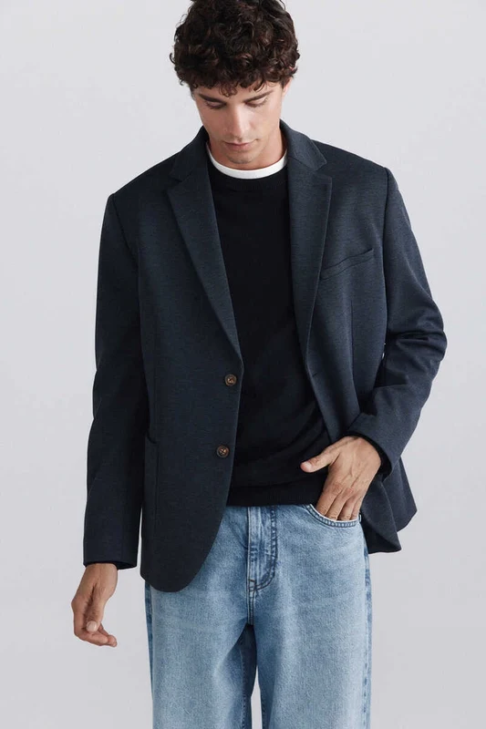 Pique Melange Blazer - Blue Medium Blue / 2XL