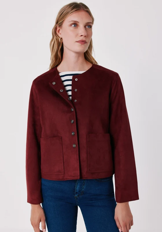 Faux Suede Jacket - Burgundy Burgundy / L
