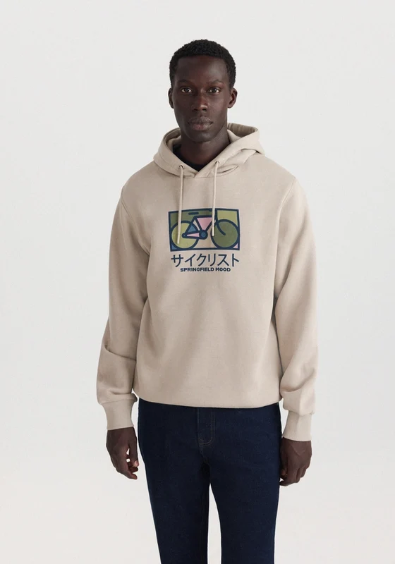 Japan Bike Hoodie - Beige Sand / M