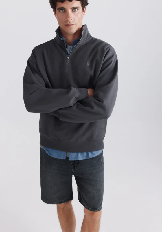 1/4 Zip Sweatshirt - Grey Dark Grey / M