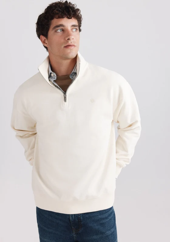 1/4 Zip Sweatshirt - White White Print / M