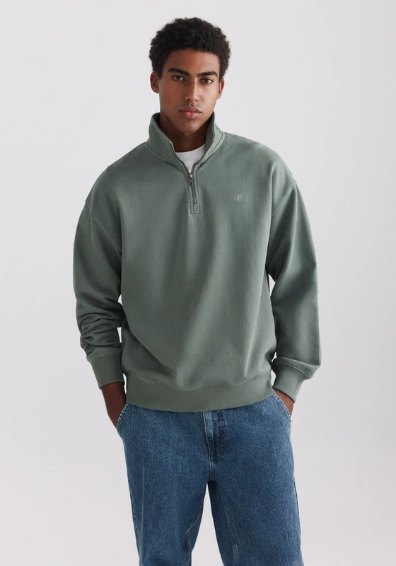 1/4 Zip Sweatshirt - Green Green / 2XL