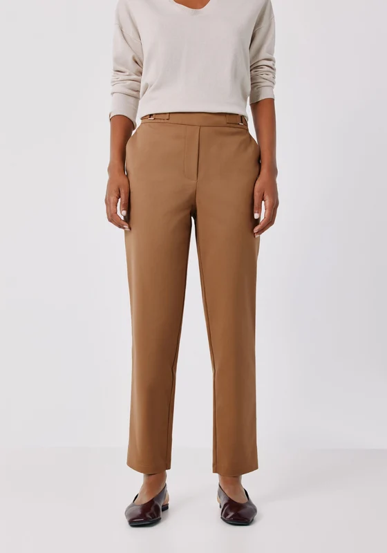 Straight Trousers With Elasticated Back - Camel Camel / XL
