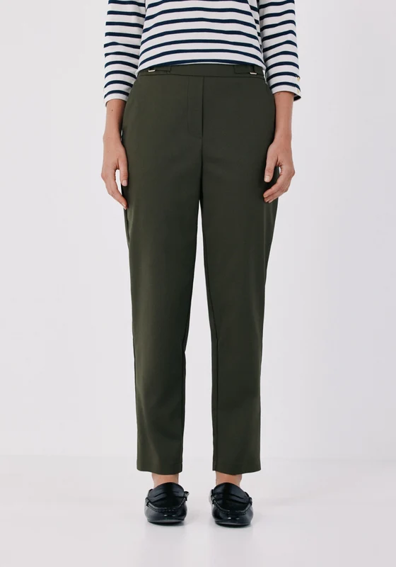 Straight Trousers With Elasticated Back - Khaki Khaki / XL