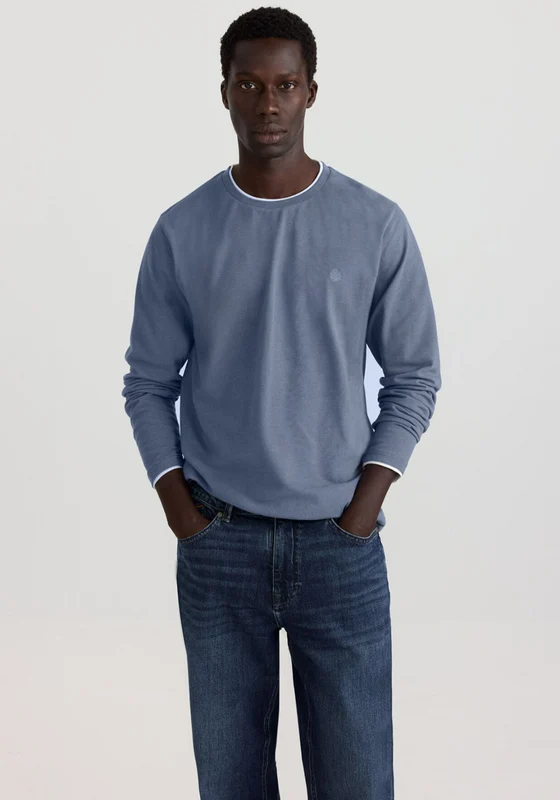 Double Crew Pique Ls Tee - Blue Light Blue / L