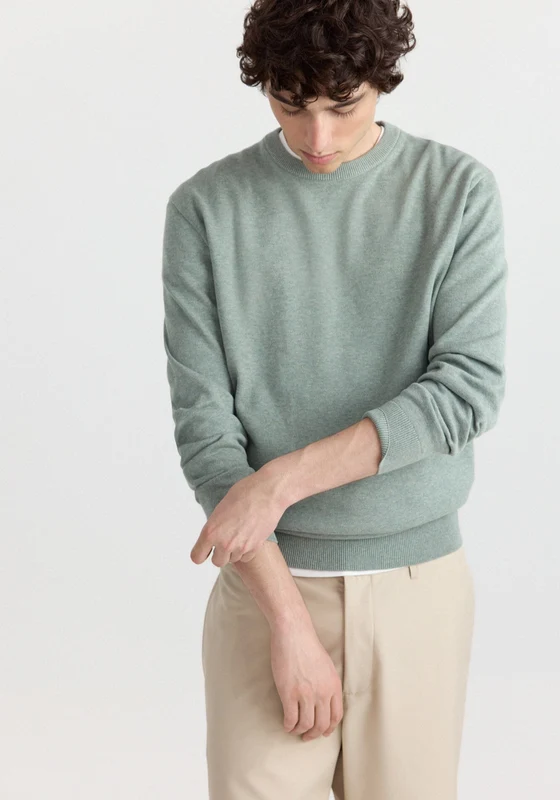 Classic Crew Neck Basic Knit - Green Green / M
