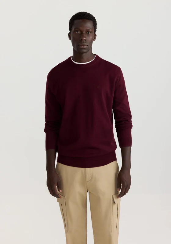 Classic Crew Neck Basic Knit - Red Red / XL