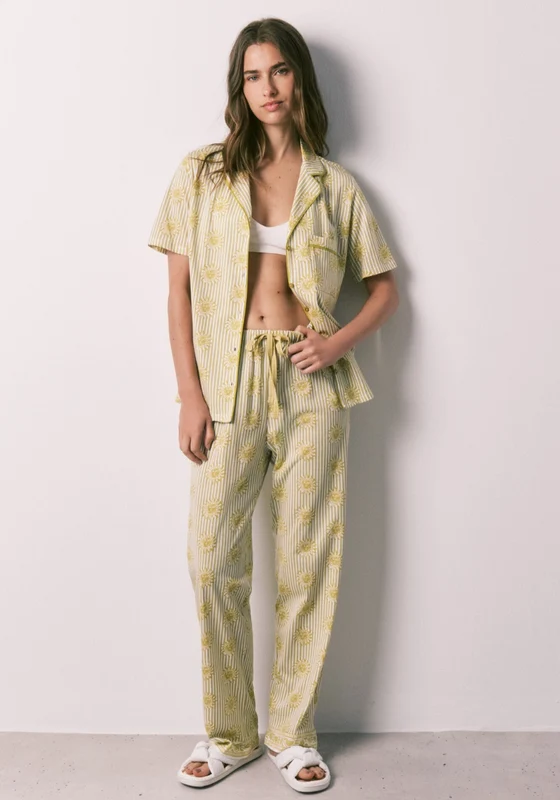 Classic Cotton Pyjama Set - Green Green Print / XL