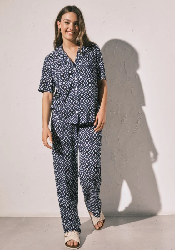 Deep Water Printed Classic Pyjamas - Blue Blue Print / S