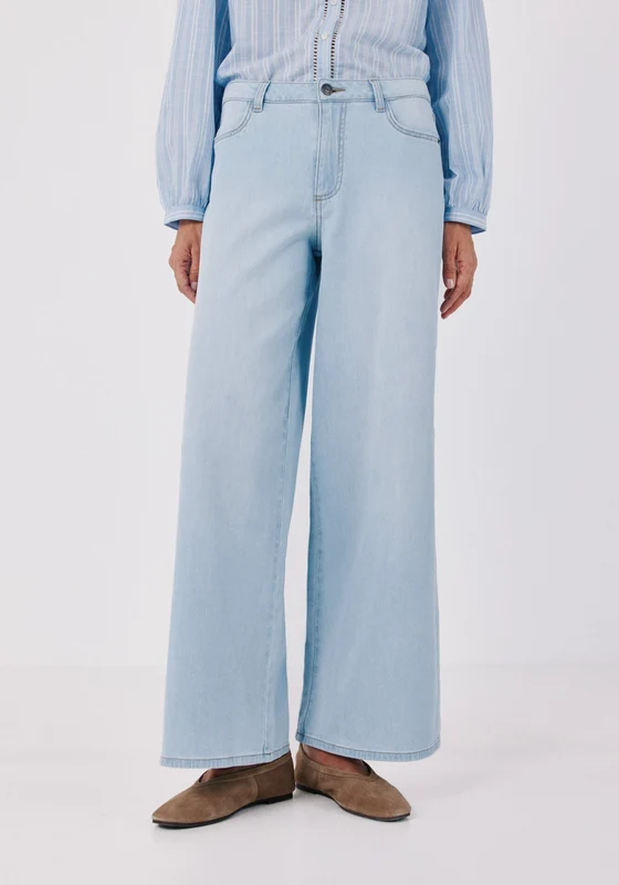 High Rise Long Palazzo Jeans - Navy Navy / 44