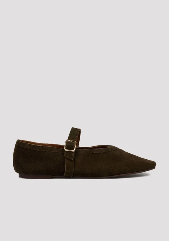 Instep Strap Ballet Flats - Dark Brown Dark Brown / 37