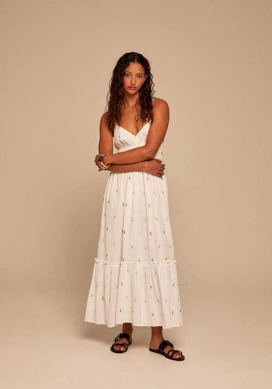 Strappy Lurex Dress - White White / M