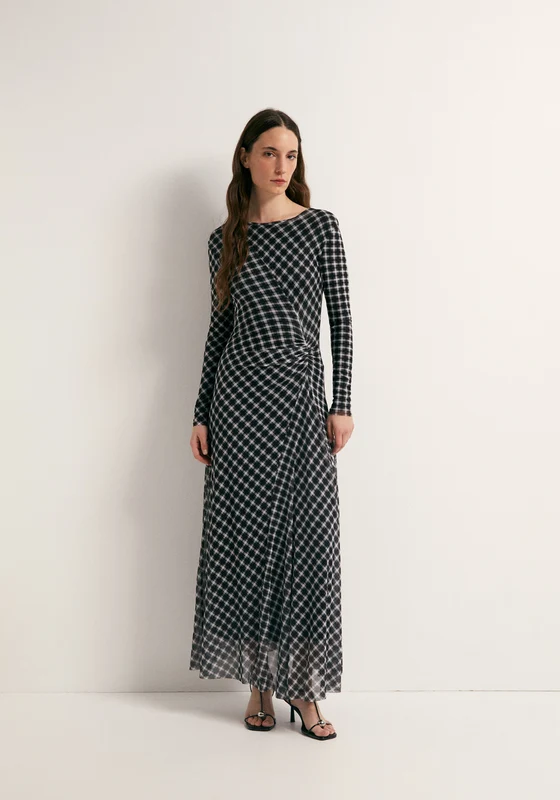 Check Tulle Dress - Black Black / M