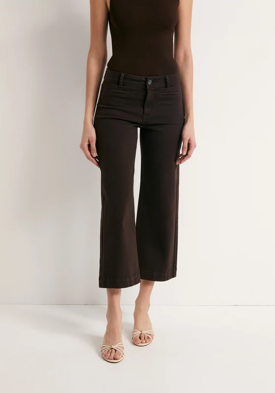 High Waist Culotte Jeans - Brown Chocolate / 44